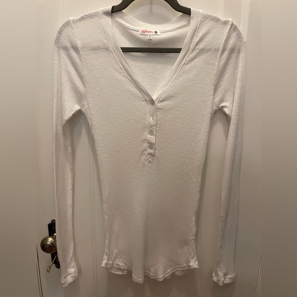 New without tags! Sundry thermal white v-neck long sleeve top from Anthropologie